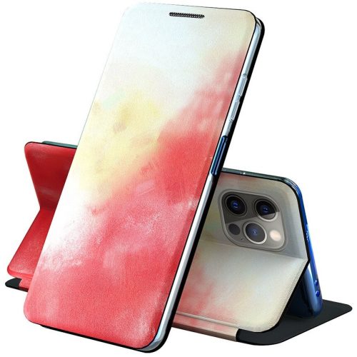 Samsung Galaxy A72 / A72 5G SM-A725F / A726B, Oldalra nyíló tok, stand, festék minta, Wooze Flashy Colors, színes/piros
