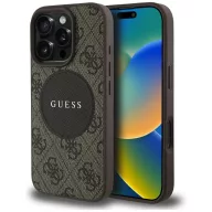   Guess 4G Circle Classic Logo iPhone 16 Pro Max MagSafe hátlap tok, barna