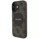 Guess 4G Circle Classic Logo iPhone 16 MagSafe hátlap tok, barna