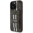 Guess 4G Stripes iPhone 16 Pro MagSafe hátlap tok kártyatartóval, barna
