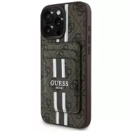   Guess 4G Stripes iPhone 16 Pro MagSafe hátlap tok kártyatartóval, barna
