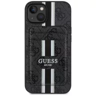   Guess 4G Stripes iPhone 15 MagSafe hátlap tok kártyatartóval, fekete