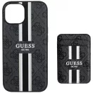 Guess 4G Stripes iPhone 15 MagSafe hátlap tok kártyatartóval, fekete