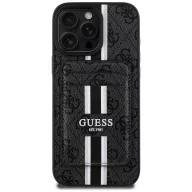   Guess 4G Stripes iPhone 16 Pro Max MagSafe hátlap tok kártyatartóval, fekete