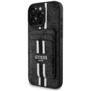 Guess 4G Stripes iPhone 16 Pro Max MagSafe hátlap tok kártyatartóval, fekete
