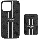Guess 4G Stripes iPhone 16 Pro Max MagSafe hátlap tok kártyatartóval, fekete