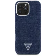   Guess Denim Triangle Logo iPhone 16 Pro MagSafe hátlap tok, kék