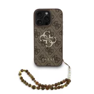   Guess PU 4G Metal Logo Strap iPhone 16 Pro Max hátlap tok, barna