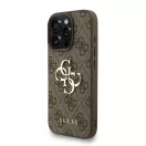 Guess PU 4G Metal Logo Strap iPhone 16 Pro Max hátlap tok, barna