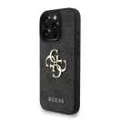 Guess PU 4G Metal Logo Strap iPhone 16 Pro Max hátlap tok, fekete