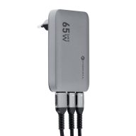   Forcell F-Energy GaN III VT-47 ultra vékony utazó / töltő adapter, 2X USB-C + USB-A, 4A, 65w, szürke