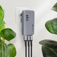   Forcell F-Energy GaN III VT-47 ultra vékony utazó / töltő adapter, 2X USB-C + USB-A, 4A, 65w, szürke