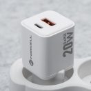 Forcell F-Energy Mini GaN III VT-35A USB-C + USB-A töltő adapter,  PD, QC4.0, 20W, fehér