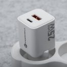 Forcell F-Energy Mini GaN III VT-25B USB-C + USB-A töltő adapter,  PD, QC4.0, 25W, fehér