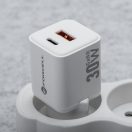 Forcell F-Energy Mini GaN III VT-35 USB-C + USB-A töltő adapter,  PD, QC4.0, 30W, fehér