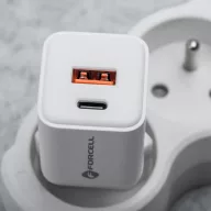   Forcell F-Energy Mini GaN III VT-35C USB-C + USB-A töltő adapter,  PD, QC4.0, 35W, fehér