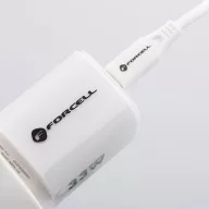   Forcell F-Energy Crystal Color GaN III VT-41 USB-C-USB-A hálózati töltő adapter szilikon kábellel, 33W, fehér