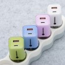 Forcell F-Energy Crystal Color GaN III VT-41 USB-C-USB-A hálózati töltő adapter szilikon kábellel, 33W, zöld