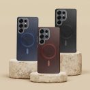 Gentleman Samsung Galaxy S25 Ultra MagSafe kompatibilis ECO bőr tok, kameravédő peremmel, barna