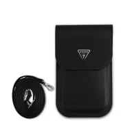   Guess PU Grained Triangle Logo telefon tartó kis táska, fekete