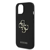   Guess PU Grained 4G Metal Logo Apple iPhone 16 Pro hátlap tok, fekete