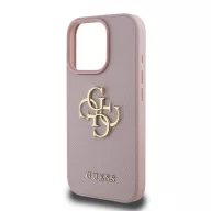   Guess PU Grained 4G Metal Logo Apple iPhone 16 Pro hátlap tok, rózsaszín