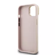   Guess PU Grained 4G Logo Stand Camera Frame iPhone 15 hátlap tok kitámasztóval, rózsaszín