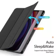   Dux Ducis Domo Samsung Tab S10 Plus/S9 Plus/S9 FE Plus kihajtható tok S-pen tartóval, fekete