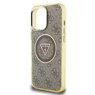   Guess IML 4G Glitter and Triangle Logo iPhone 16 Pro Max MagSafe kemény hátlap tok, barna