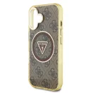 Guess IML 4G Glitter and Triangle Logo iPhone 16 MagSafe kemény hátlap tok, barna