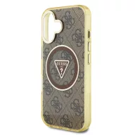   Guess IML 4G Glitter and Triangle Logo iPhone 16 MagSafe kemény hátlap tok, barna