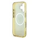 Guess IML 4G Glitter and Triangle Logo iPhone 16 MagSafe kemény hátlap tok, barna