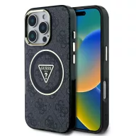   Guess IML 4G Glitter and Triangle Logo iPhone 16 Pro MagSafe kemény hátlap tok, fekete