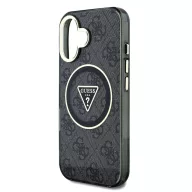   Guess IML 4G Glitter and Triangle Logo iPhone 16 MagSafe kemény hátlap tok, fekete