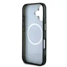 Guess IML 4G Glitter and Triangle Logo iPhone 16 MagSafe kemény hátlap tok, fekete