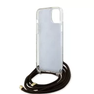   Guess IML 4G Printed Crossbody Strap iPhone 15 hátlap tok pánttal, barna