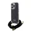 Guess IML 4G Printed Crossbody Strap iPhone 16 Pro hátlap tok pánttal, fekete