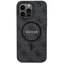 Guess PU Leather 4G Colored Ring Apple iPhone 15 Pro MagSafe tok, fekete
