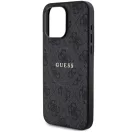 Guess PU Leather 4G Colored Ring Apple iPhone 15 Pro MagSafe tok, fekete