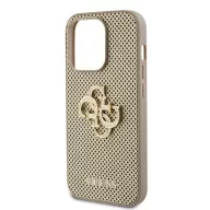   Guess PU Perforated 4G Glitter Metal Logo iPhone 15 Pro hátlap tok, arany