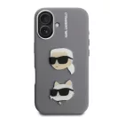 Karl Lagerfeld Grained PU K&CH Heads iPhone 16 hátlap tok, szürke