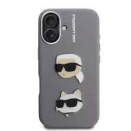   Karl Lagerfeld Grained PU K&CH Heads iPhone 16 hátlap tok, szürke
