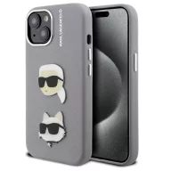   Karl Lagerfeld Grained PU K&CH Heads iPhone 15 hátlap tok, szürke