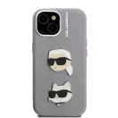 Karl Lagerfeld Grained PU K&CH Heads iPhone 15 hátlap tok, szürke