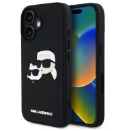   Karl Lagerfeld 3D Rubber Double Heads iPhone 16 hátlap tok, fekete
