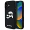 Karl Lagerfeld 3D Rubber Double Heads iPhone 16 hátlap tok, fekete