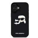 Karl Lagerfeld 3D Rubber Double Heads iPhone 16 hátlap tok, fekete