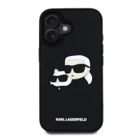   Karl Lagerfeld 3D Rubber Double Heads iPhone 16 hátlap tok, fekete