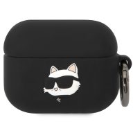   Karl Lagerfeld 3D Logo NFT Choupette Head Apple AirPods 4 szilikon tok, fekete