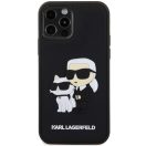 Karl Lagerfeld 3D Rubber Karl and Choupette Apple iPhone 13 Pro hátlap tok, fekete